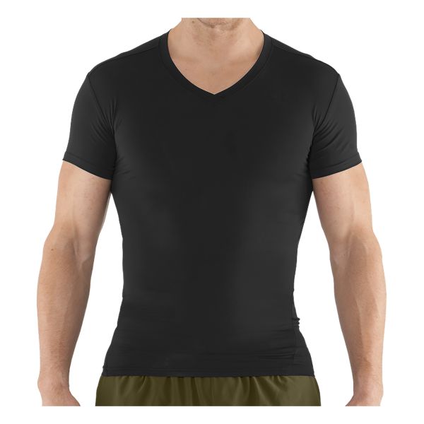 Under Armour Camiseta Tática Tática Com Decote Em V Compressão Heatgear  Preta